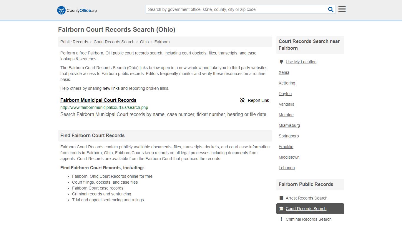 Court Records Search - Fairborn, OH (Adoptions, Criminal, Child Support ...