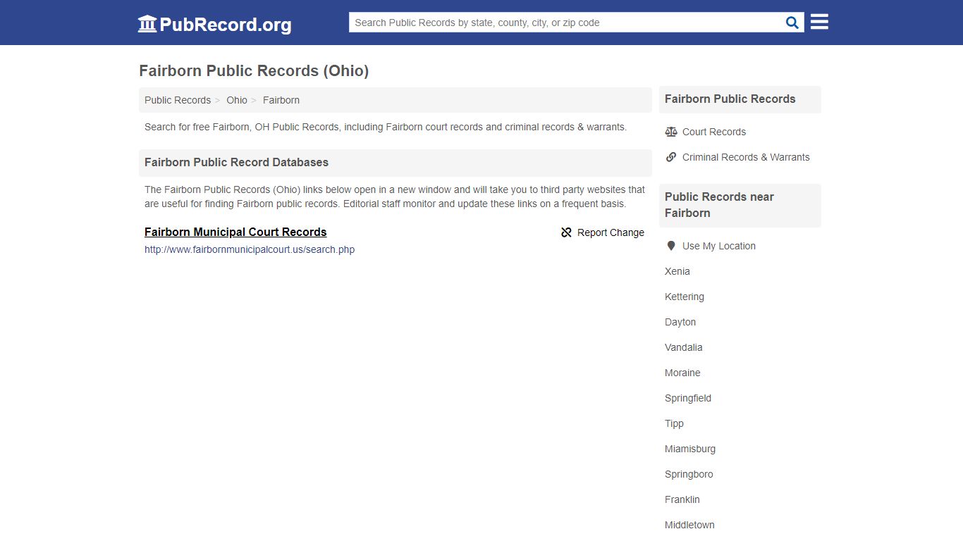 Free Fairborn Public Records (Ohio Public Records) - PubRecord.org